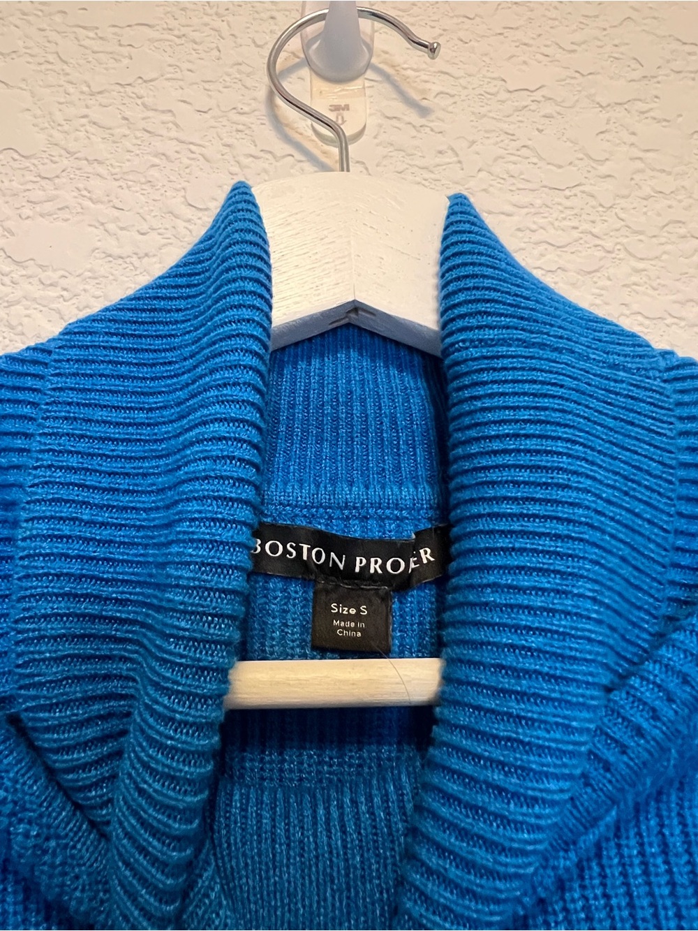 Boston Proper Bright Blue Ribbed Shawl Collar Cardigan